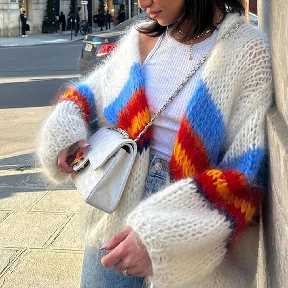 Women's Striped Color Block Cardigan